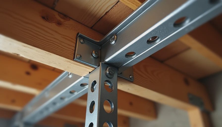 Proper installation detail of overhead storage rack mounted to ceiling joist