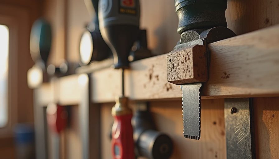 French cleat tool storage wall with custom holders for workshop tools