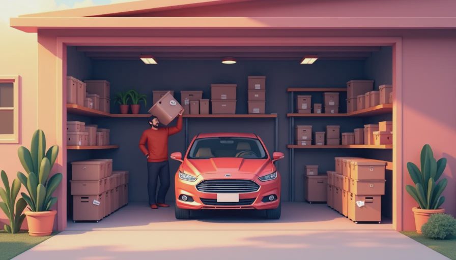Illustration for how to store items on garage ceiling