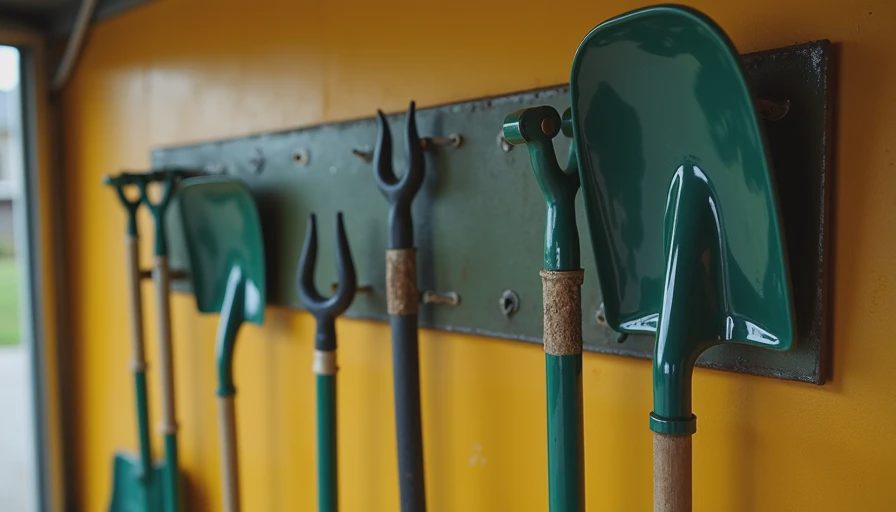 Illustration for yard tool storage rack